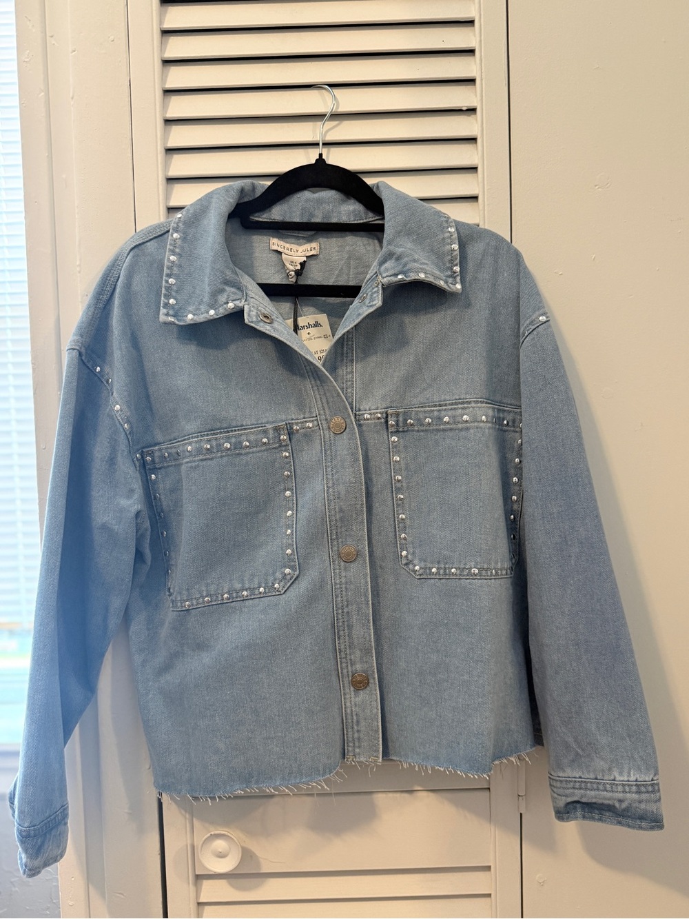 Sincerely Jules Light Blue Studded Denim Jacket